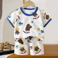 thumbnail image 2 of Utoimkio Toddler Unisex Summer Pajama Shorts Set Casual Print Short Sleeve Tops and Shorts Two Piece Set Kids Summer Outfits, 2 of 5
