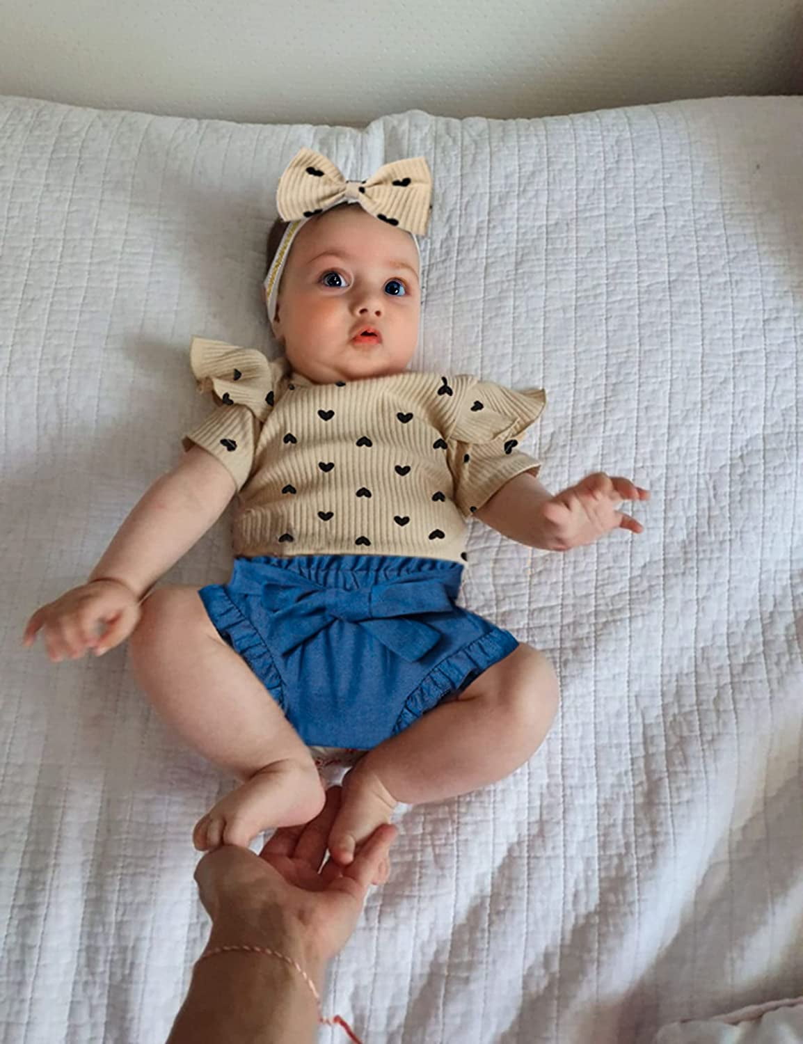 Baby Girl Clothes, Baby Clothes for Girls Short Sleeve Tops Summer Ruffle Shorts Set Infant Girl Clothes3-6Months