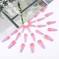 thumbnail image 5 of Ombre Press on Nails Extra Long Length Coffin Glossy Design Fake Nails Acrylic False Nails Glue Stick on Nails Fingernails Faux Nails 24PCS for Women and Girls (glossy pink purple), 5 of 5
