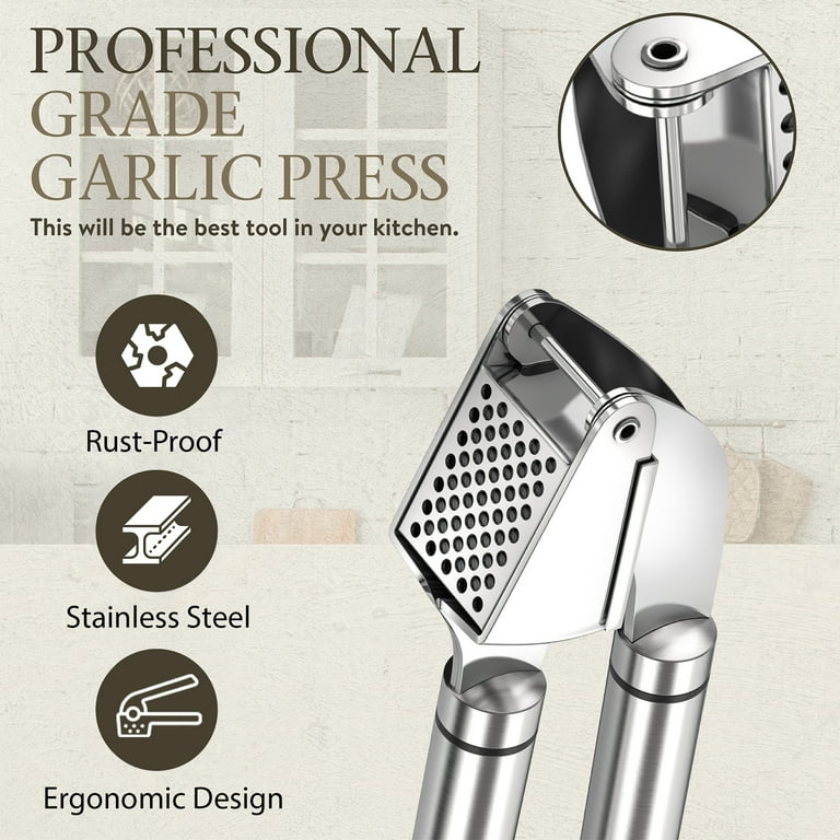  ORBLUE Garlic Press Stainless Steel - Premium Professional  Grade Garlic Mincer, Crusher & Peeler Set - Easy Clean, Dishwasher Safe &  Rust-proof: Home & Kitchen