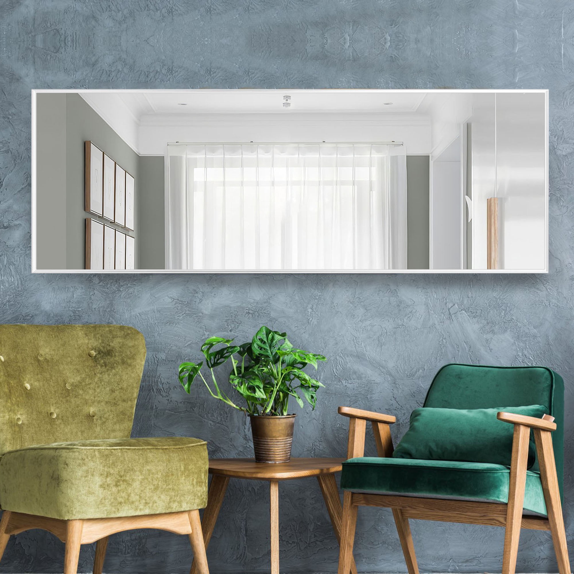 19 in x 58 in White Modern Floor Mirror