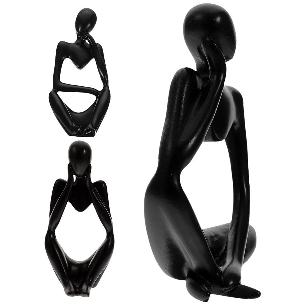 Luxury Black Cat Stone Sculpture – Elegant Home Décor