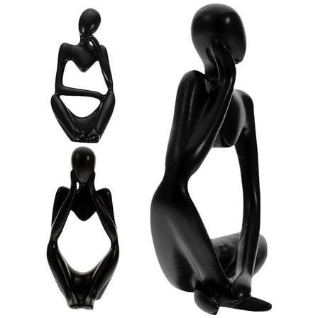 Homoyoyo Abstract Thinker Sculpture Black Resin Living Room Decor 3Pcs