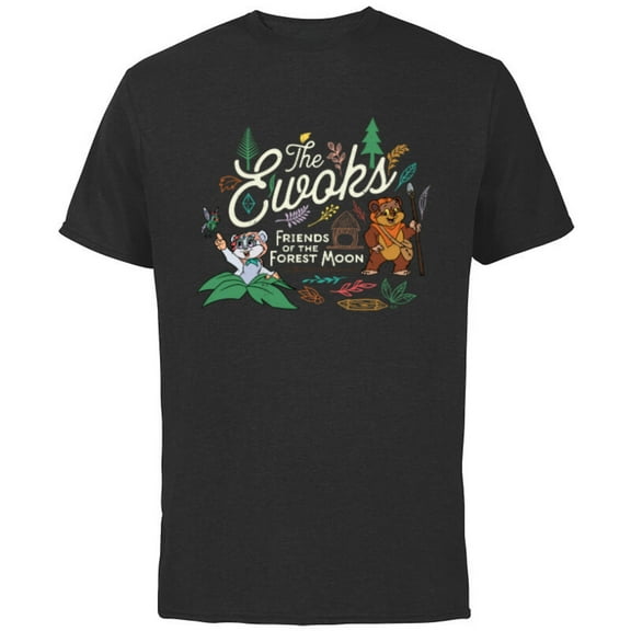 Star Wars The Ewoks Friends of the Forest Moon - Short Sleeve Cotton T-Shirt for Adults - Customized-Black