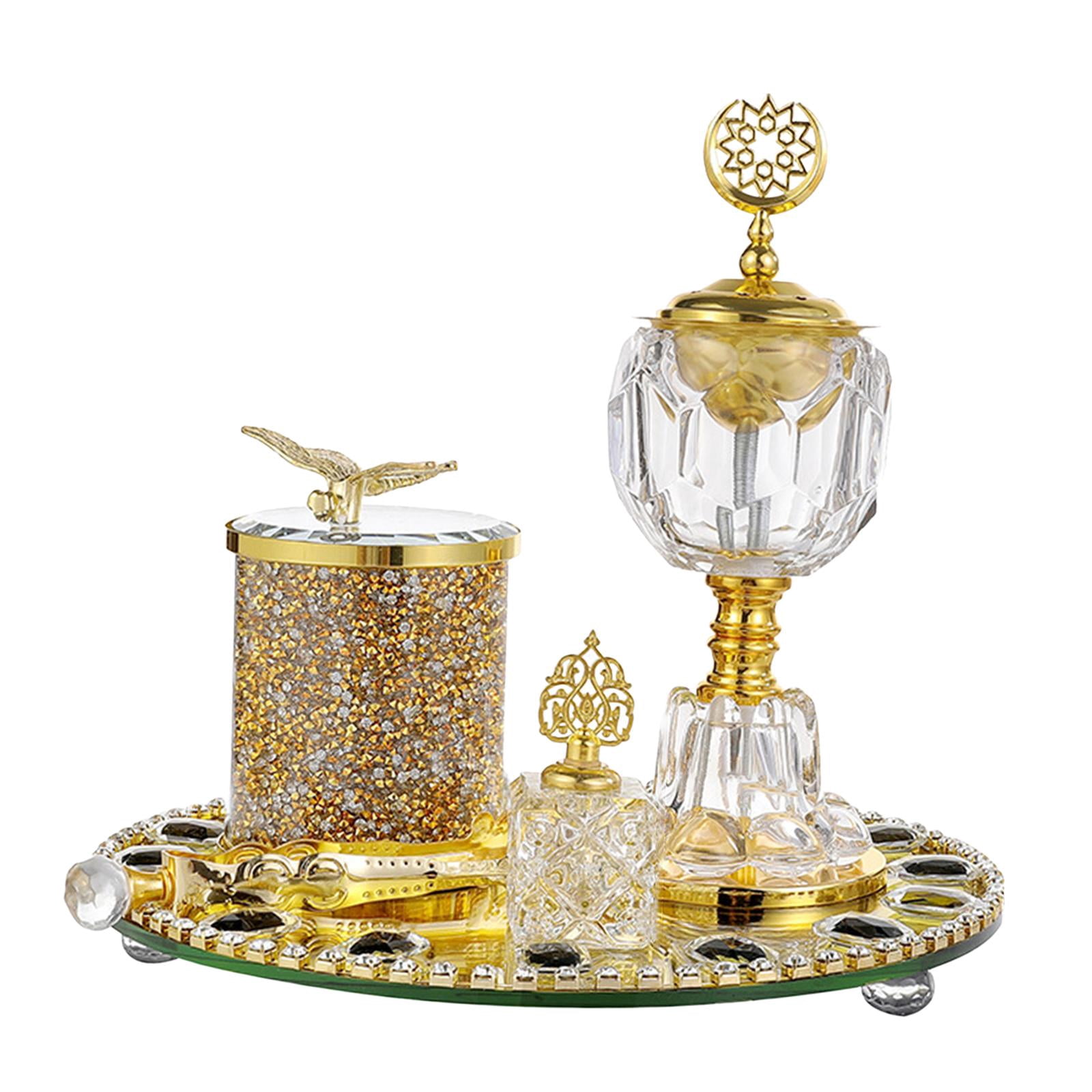 WLPZXP Arabic Incense Burner Set, Incense Holder, Centerpiece Ornament, Clear Glass for