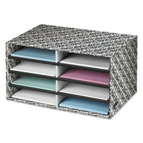 Bankers Box Decorative Eight Compartment Literature Sorter, Letter, Black/White Brocade Design (6171301)