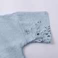 thumbnail image 2 of GZWYHT Boho Floral Tops，Summer Peasant Blouses For Women Loose Pleated Printed T Shirts Shirts Women's Summer Graphic T-Shirts 3/4 Sleeve Tunic Top Blouse Shirt Blue M, 2 of 9