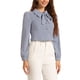 thumbnail image 4 of CAMISA DE MUJER CON BOTONES INSPIRE CHIC, CUELLO PETER PAN, CON LAZO, BLUSA DE COLOR SÓLIDO XL GRIS CLARO, 4 of 6