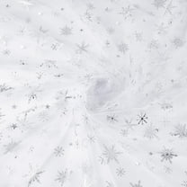 4 Yards Snowflake Tulle Fabric 59.1 inch Wide White Snowflake Silver Foil Organza Fabric Glitter Snowflake Mesh Fabric Christmas Snowflake Sheer Fabric for Party Christmas Decoration DIY