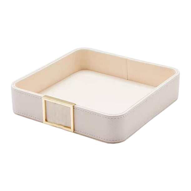 Bandeja de valet de cuero de PU, porta baratijas portátil, bandeja de entrada, soporte de sobremesa Gris
