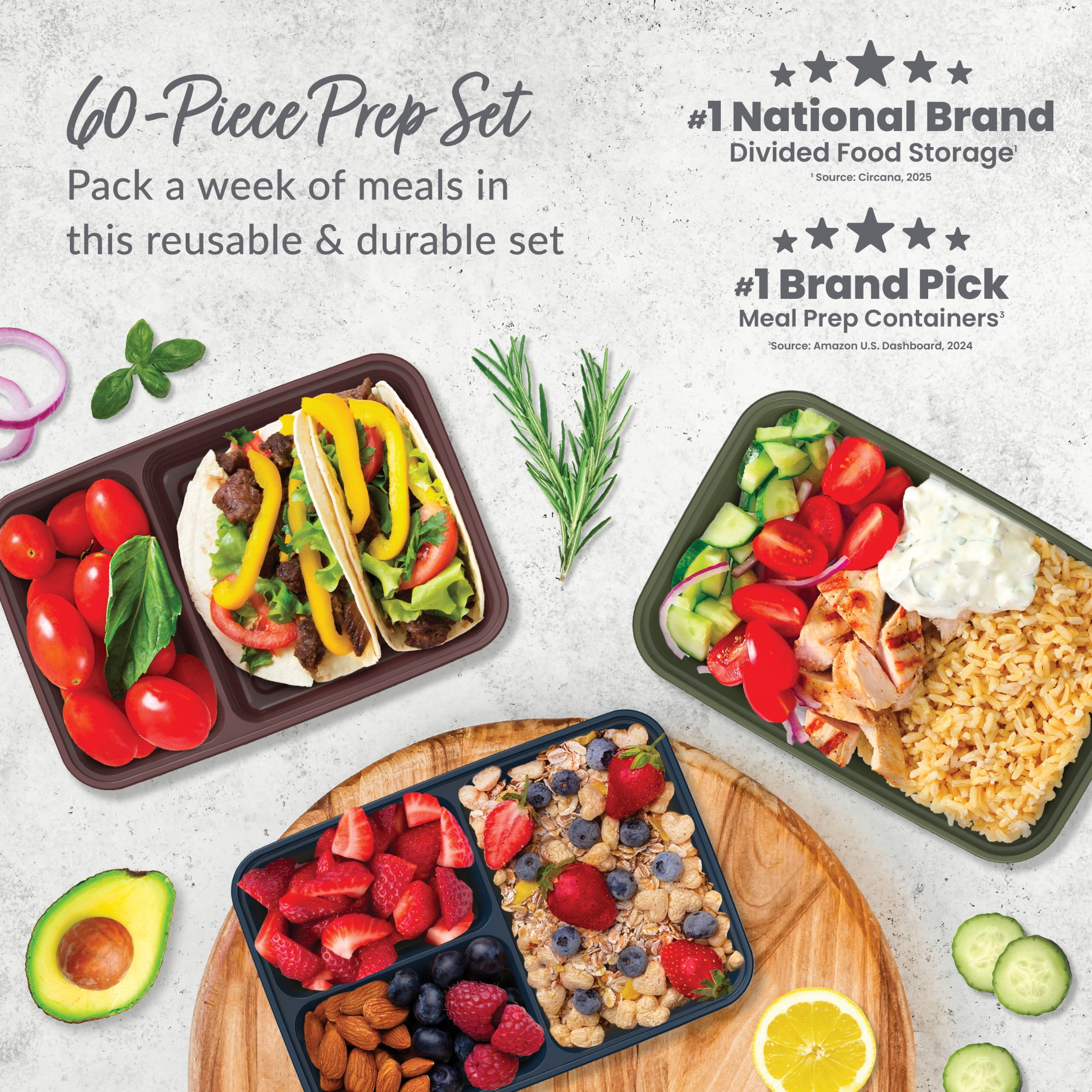 Bentgo Prep 60-Piece Meal Prep Kit - Rich Shades Collection