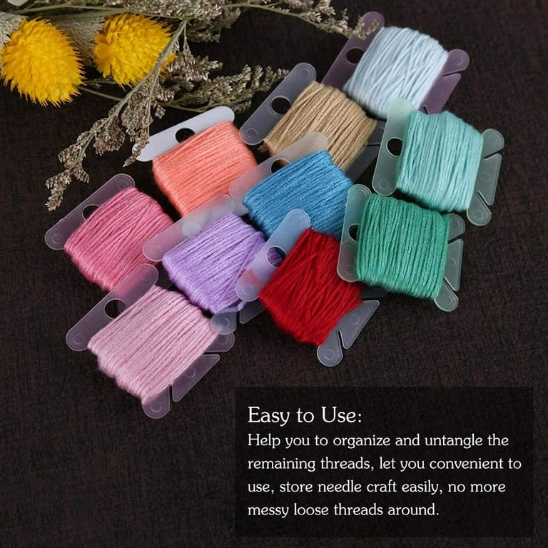 100pcs Embroidery Floss Bobbins Plastic for Cross Stitch Thread