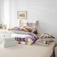 thumbnail image 6 of Manfei Teen Purple Lavender 7-Piece Bedding Comforter Set, Rustic Flower Floral King Bedding Sets, Vintage Oil Printing Reversible Bed Sheets, Lightweight Room Decor, 6 of 8