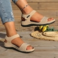 thumbnail image 3 of Eltusu Women's Flat Sandals, Open Toe Ankle Strap Casual Soft Bottom Summer Shoes Khaki Size 6, 3 of 9