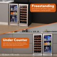 thumbnail image 3 of Ca'Lefort Wine and Beverage Refrigerator, 15" Wine Cooler and 15" Beverage Fridge Side-by-Side, Holds 33 Bottles and 100 Cans for Halloween Gifts, 3 of 6
