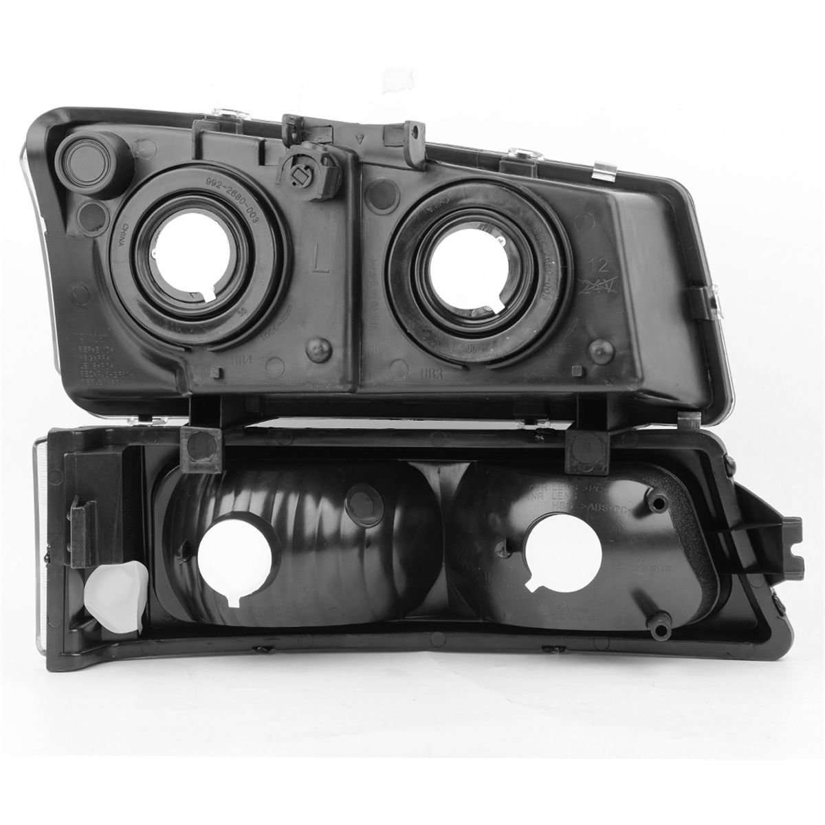 RVNI For 03-06 Chevy Silverado Avalanche Pickup Black Clear Headlight +Bumper Lamps