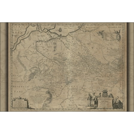 24"x36" Gallery Poster, map of the Ukraine 1648 in latin