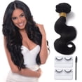 thumbnail image 1 of 12-20inch Human Hair Bundle 7A Unprocessed Brazilian Virgin Hair Silky Straight/Body Wave Weave Wefts Extension Natural Color Full Head, 1 of 7