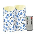 thumbnail image 2 of Blue Flower Pattern Flameless Candles 2 PCS with Remote Realistic Moving Flame LED Tapered Pillar Set for Home Decor, 2 of 7