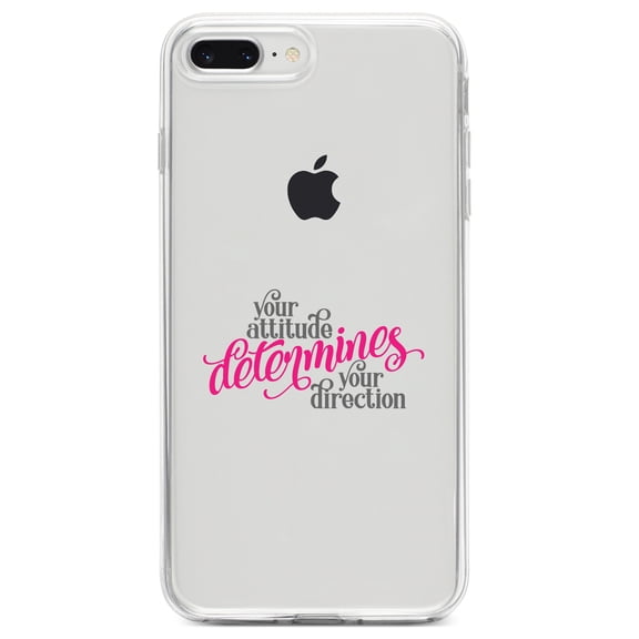 DistinctInk Clear Shockproof Hybrid Case for iPhone 7 PLUS / 8 PLUS (5.5" Screen) TPU Bumper Acrylic Back Tempered Glass Screen Protector - Your Attitude Determines Your Direction