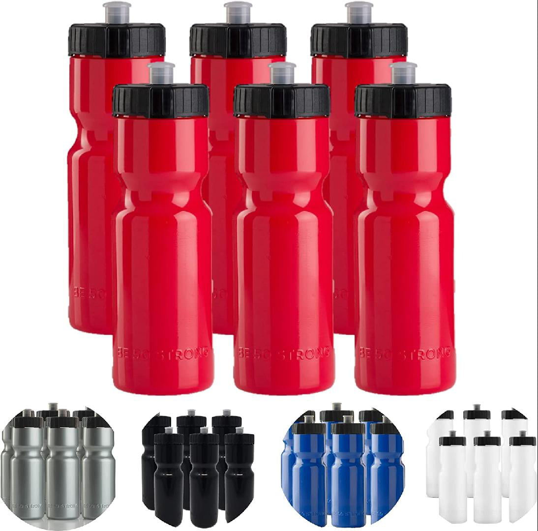 50 Strong Sports Squeeze Water Bottle Two Pack - 22 oz. Bottles - Easy Open  Push Pull Top Cap - BPA Free 
