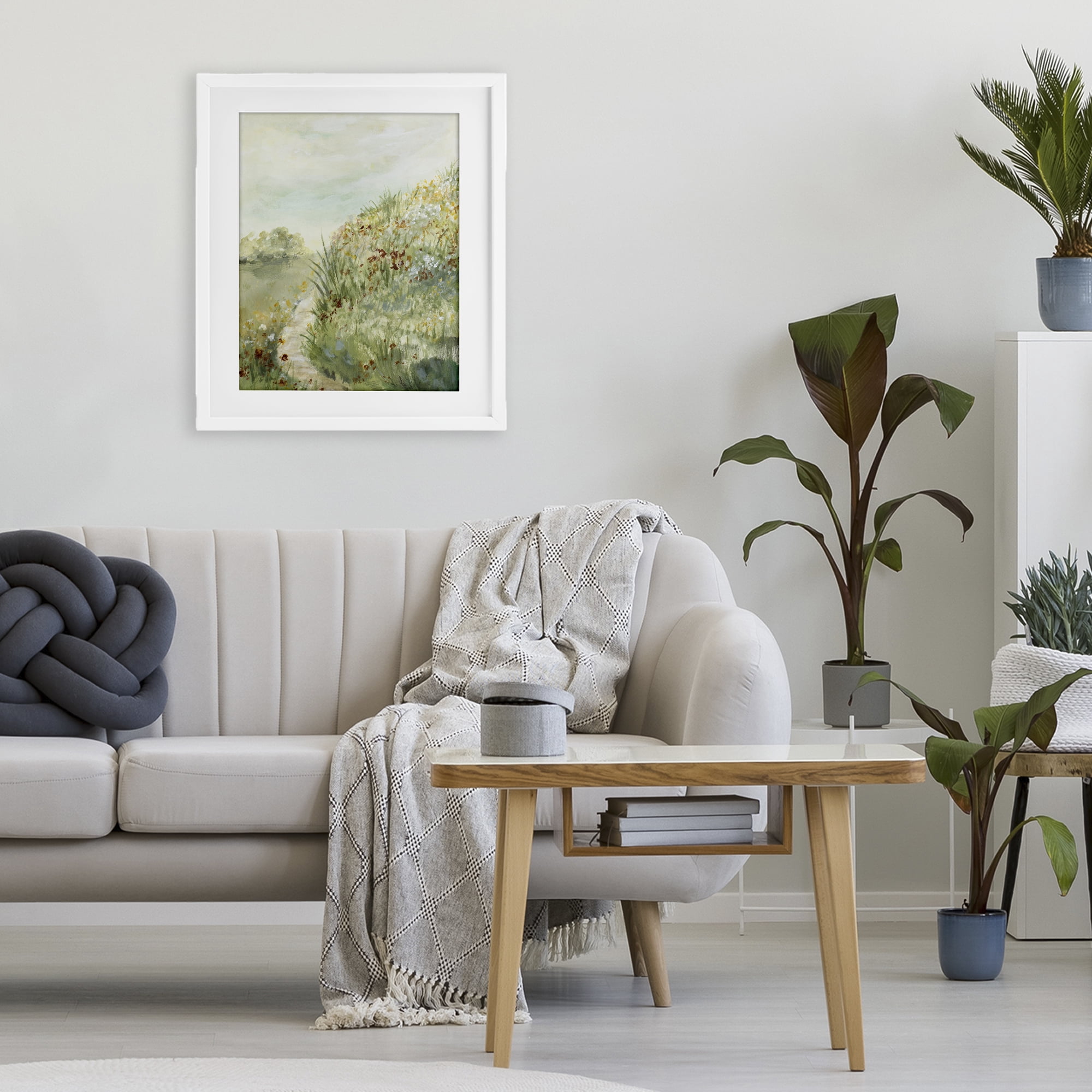 Stupell Industries Hilltop Blooms & Winding Trail White Framed Print Under Glass, design by Lanie Loreth