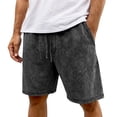 thumbnail image 4 of PIMSSY Men Shorts Fashion Washed Distressed Loose Fit Drawstring Shorts Summer Casual Cropped Shorts Solid Color Outdoor Male Holiday Bottoms, 4 of 4