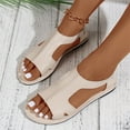 thumbnail image 5 of Viluyesy Womens Flat Sandals, Wide Width Open Toe Ankle Strap Ladies New Style Shoes Beige, 5 of 9
