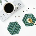thumbnail image 4 of Naloa Peacock'S Tail Leather Coasters for Drinks, Durable Drink Coasters 4 Set for Tabletop Protection, Luxurious Home Décor and Housewarming Gift ( {designName})Hexagon, 4 of 6