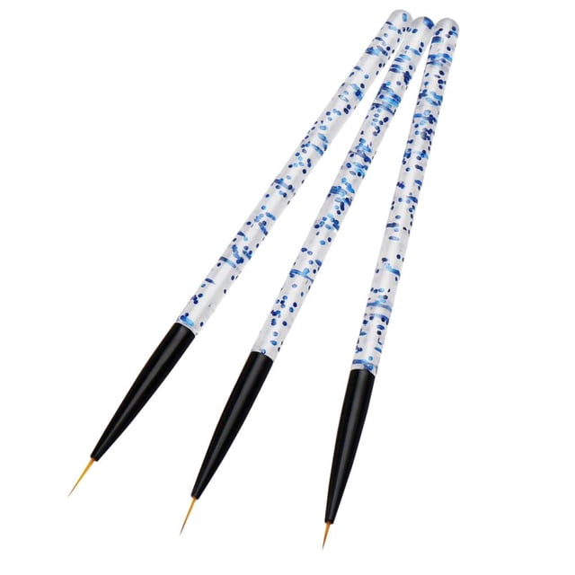 3 Piezas Pincel Profesional para Decoración de Uñas, Pintura, Línea de Dibujo, Delineador de Lápiz , Azul Baoblaze Cepillo delineador de uñas