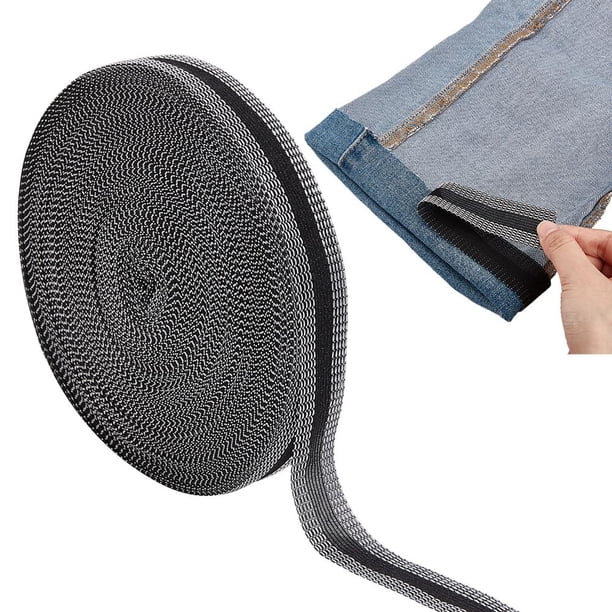 Cinta adhesiva termoadhesiva para dobladillos de 55 yardas (50 m), color negro, 25 mm, para modificar bordes de pantalones, autoadhesiva, lavable, para costura DIY.