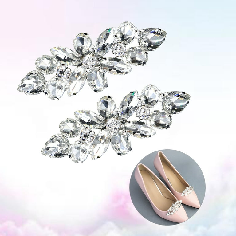 Frcolor Fashion Shoe Buckle Rhinestone Shoe Clip Silver Alloy DIY Shoe  Decor Accessories for Wedding Bride Women 