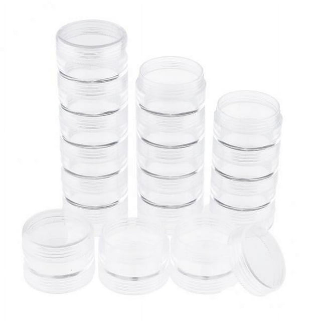 lionlar 2x 3x 6 Layers Round Stackable Clear Plastic Storage Container Jar Organizer Box