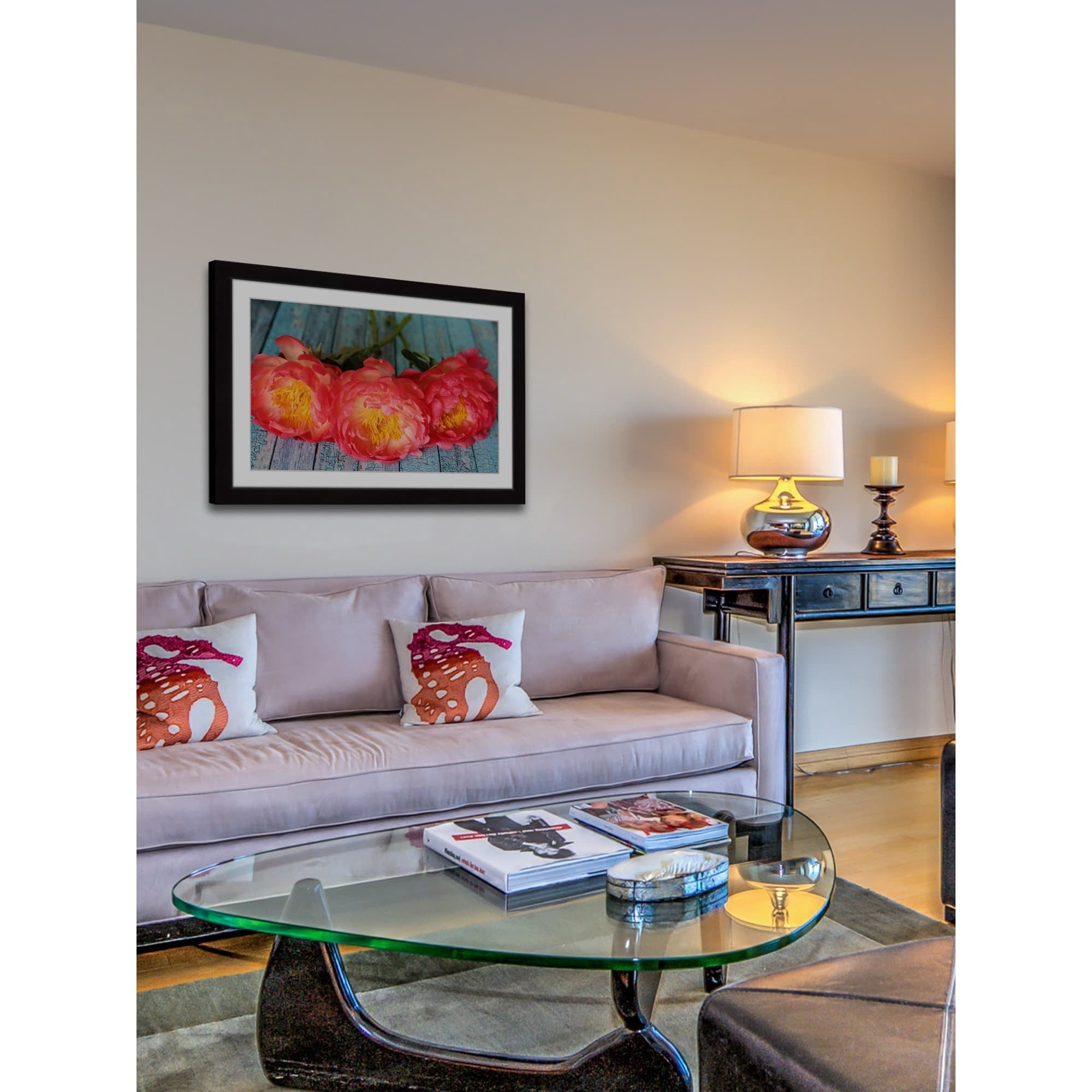 "Coral Peonies" Framed Painting Print