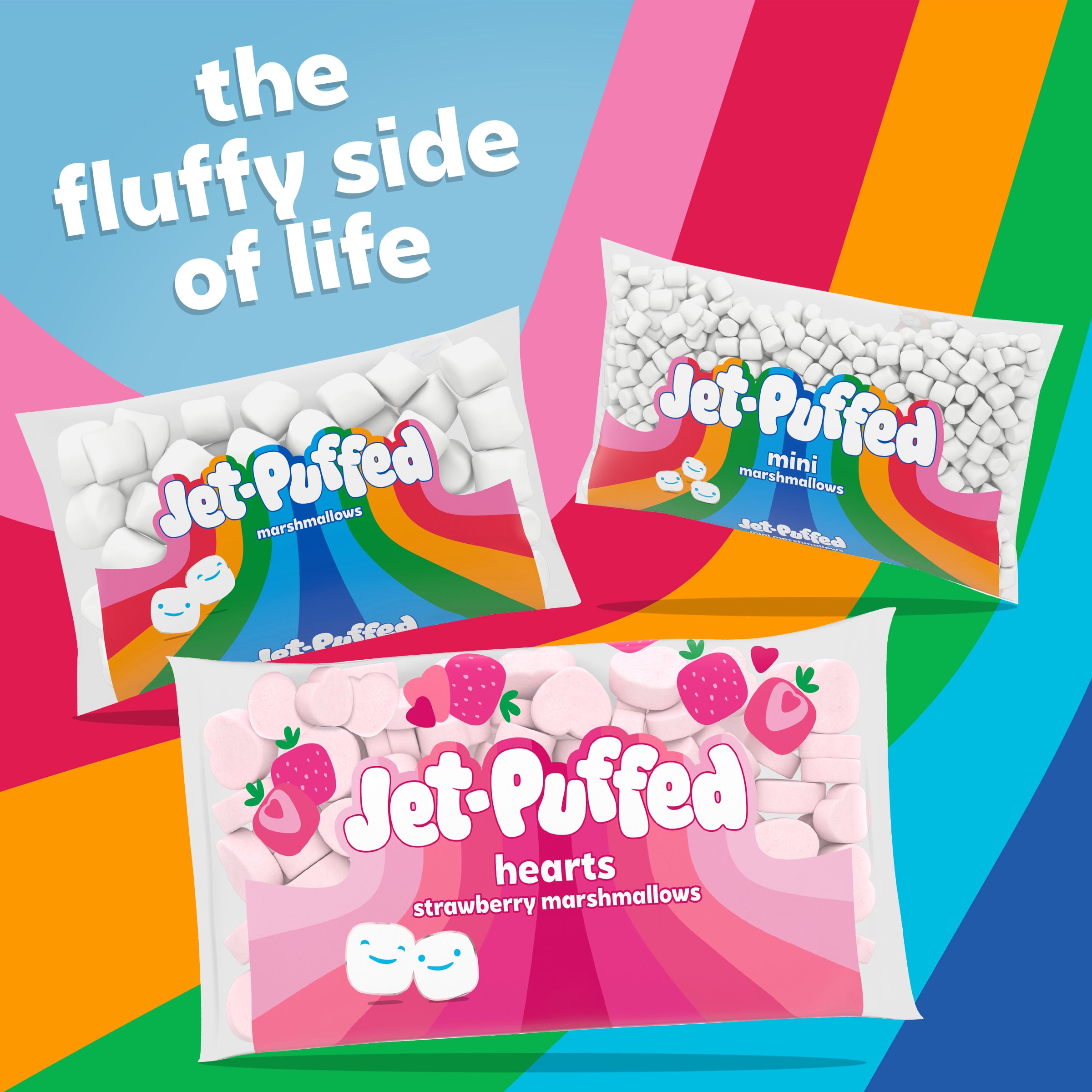 Jet-Puffed Strawberry Hearts Shaped Valentines Day Marshmallows, 8 oz Bag