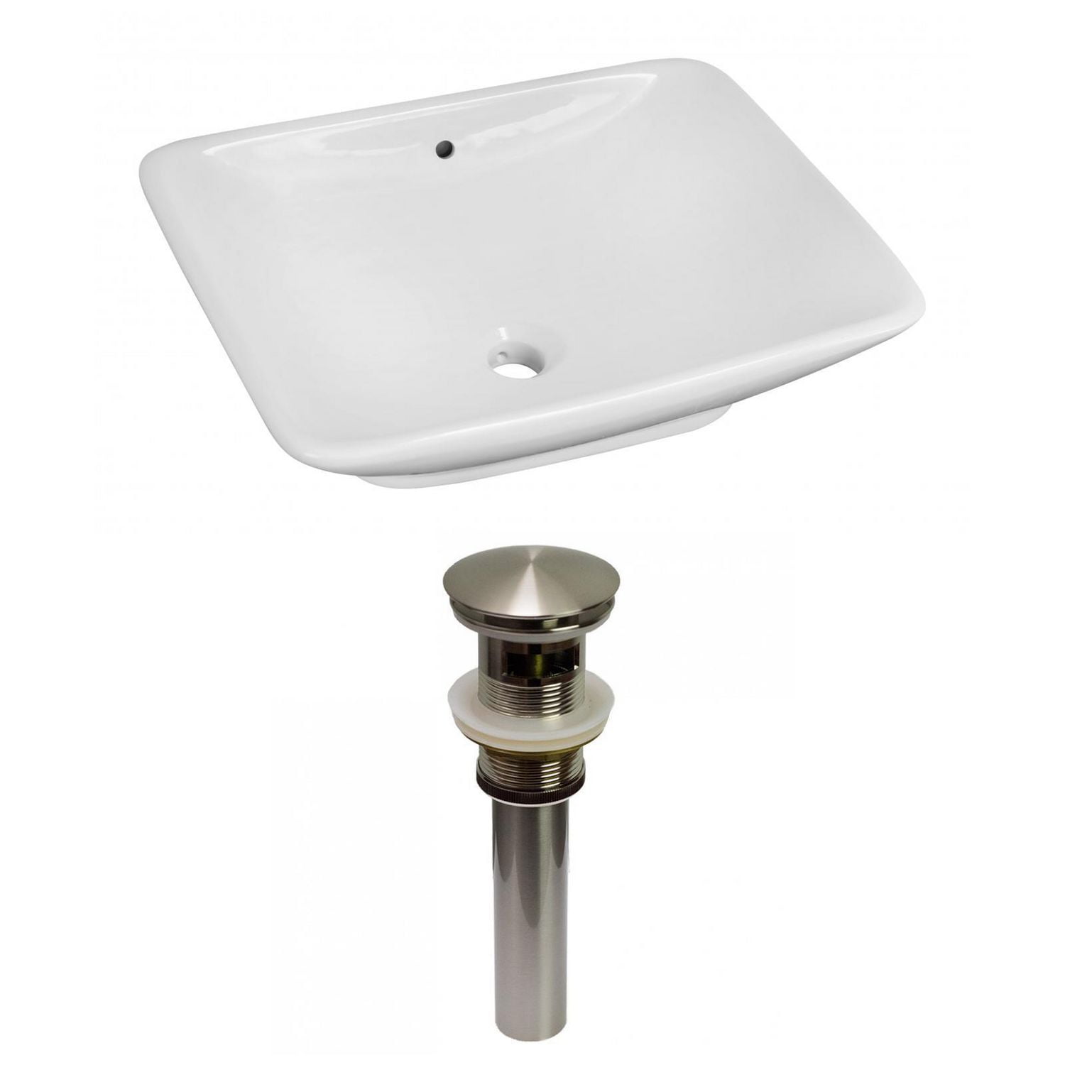American Imaginations -in. W Above Counter Bathroom Vessel Sink Set For Deck Mount Drilling AI