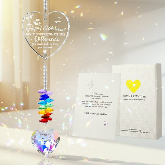 Armscye Retirement Crystal Suncatcher Prism, Retirement Gifts Retirement Decorations, Hanging Crystal Rainbow Maker, Retirement Appreciation Gift for Retired Teacher Nurse Coworker