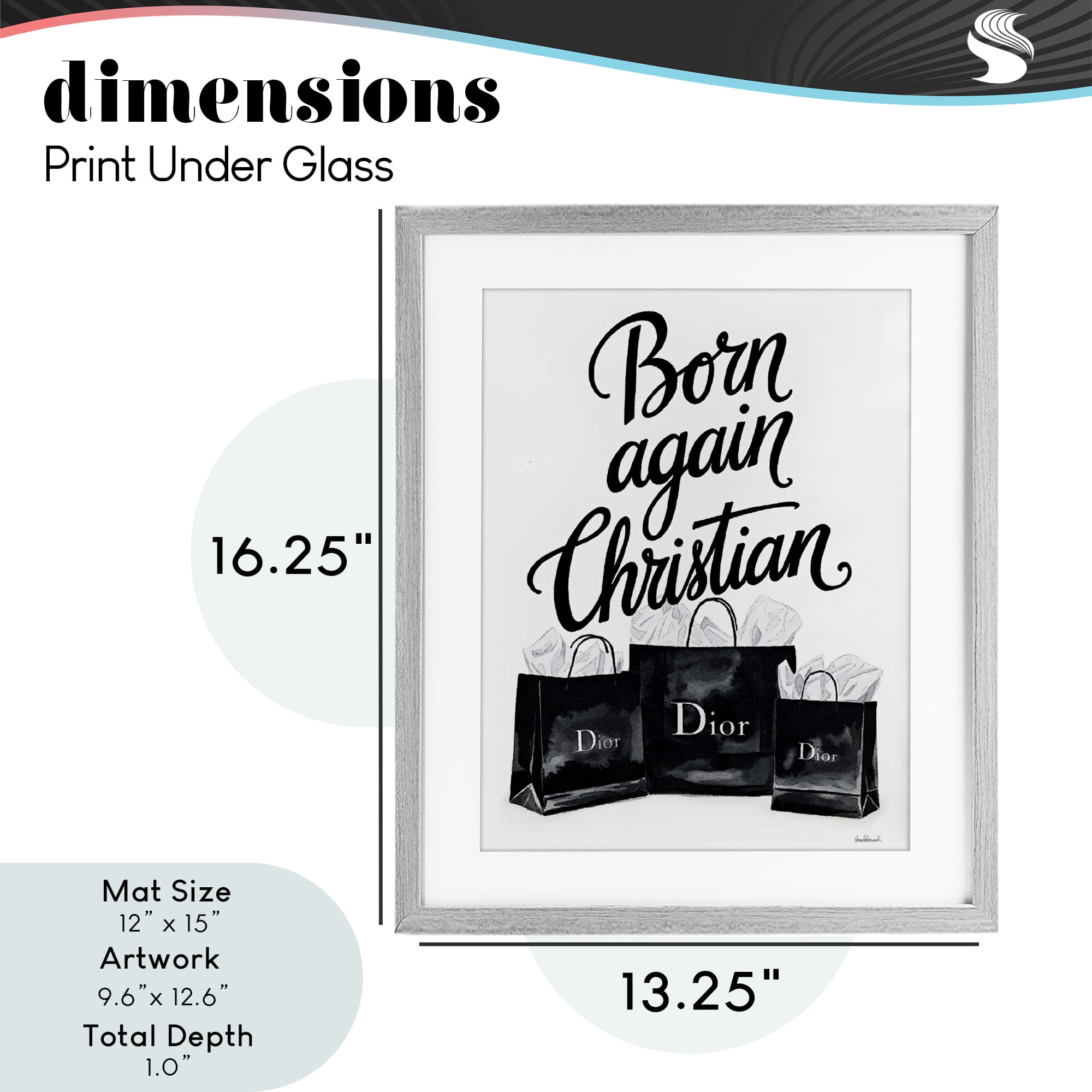 Shopping Born Again Christian Gray Framed Print Under Glass, design by Amanda Greenwood