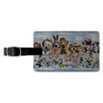 thumbnail image 1 of Dogs Outdoors on Fence Pattern Rectangle Leather Luggage Card Suitcase Carry-On ID Tag, 1 of 8