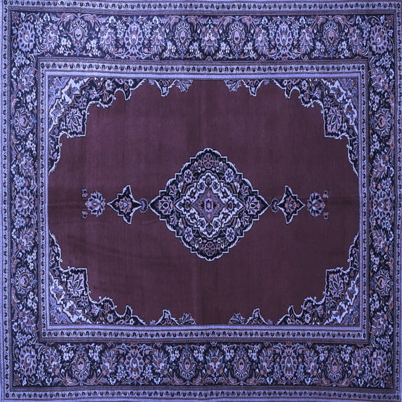 Ahgly Company Indoor Square Medallion Blue Traditional Area Rugs, 7' Square