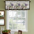 thumbnail image 3 of Spring Floral Curtain Valances for Windows, Kitchen Valance Window Treatments Panel 2 Pack, Pastoral Bottle Flowers Wood Brown Plaid Rod Pocket Short Curtains for Bathroom Bedroom 42 x 12 Inch, 3 of 8