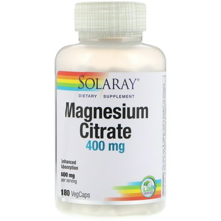 Solaray Magnesium Citrate 400mg | Nutritive Support for Healthy Heart, Muscle, Nerve & Circulatory Function | Chelated for Absorption | 180 (Best Way To Drink Magnesium Citrate)