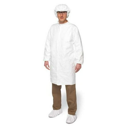 Dupont Lab Coat,L,White,Tyv IsoClean,PK30 IC263SWHLG00300B