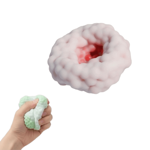 Stress Ball Grape Vacuum Bead Sensory Fidget Toy Anxiety Relief Fidget Ball for Focus Relaxation Portable Desk Stress Reducer (Red)