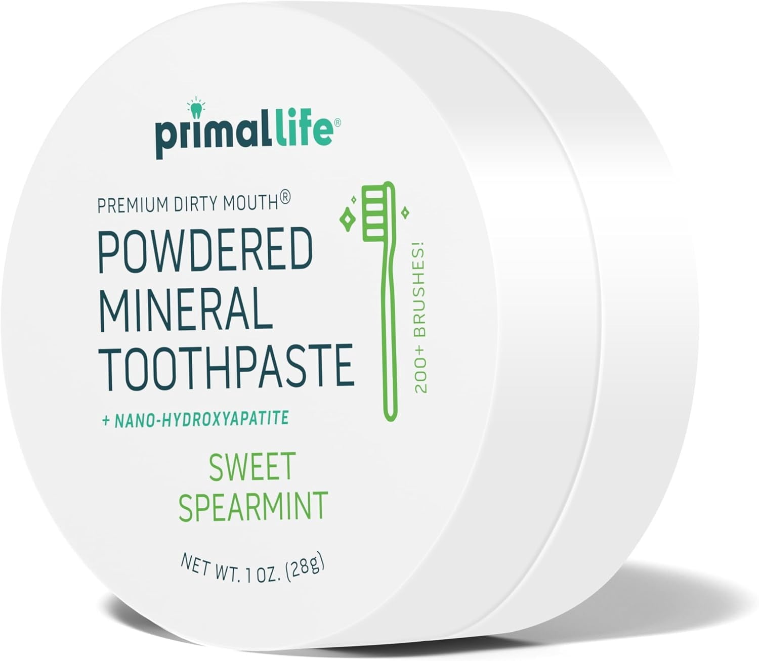 Primal Life Organics Toothpowder, Fluoride-Free Mineral Toothpaste Powder with Bentonite & Kaolin Clay, Baking Soda, Nano-Hydroxyapatite, Natural Oral Care, 4 oz
