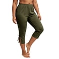 thumbnail image 3 of BUIGTTKLOP Plus Size Capri Pants for Women Elastic Waisted Stretcht Pull on Cropped Pants Side Split Soft Comfy Yoga Capris, 3 of 8