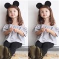 thumbnail image 3 of Summer Toddler Baby Little Girl Off Shoulder Stripe T-Shirt Top Black Casual Legging Pant Clothes Suit, 3 of 7