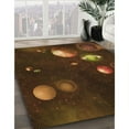 thumbnail image 3 of Ahgly Company Tapis d'Intérieur Rond Lavable en Machine Brun Selle Transitionnel, 5 Pieds Rond, 3 of 7