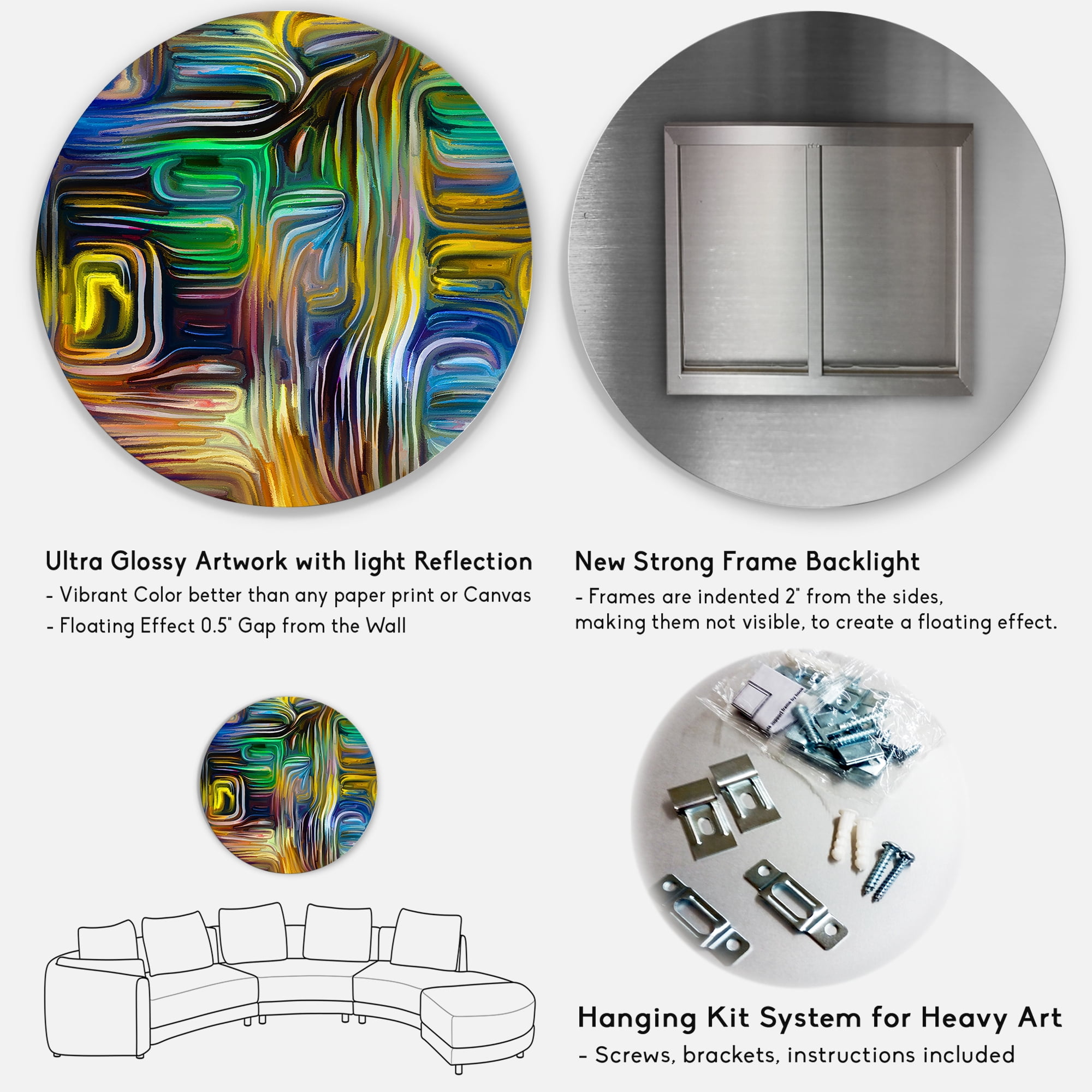 Designart 'Colour Spiral Fusion VI' Modern Circle Metal Wall Art 29x29 - Disc of 29