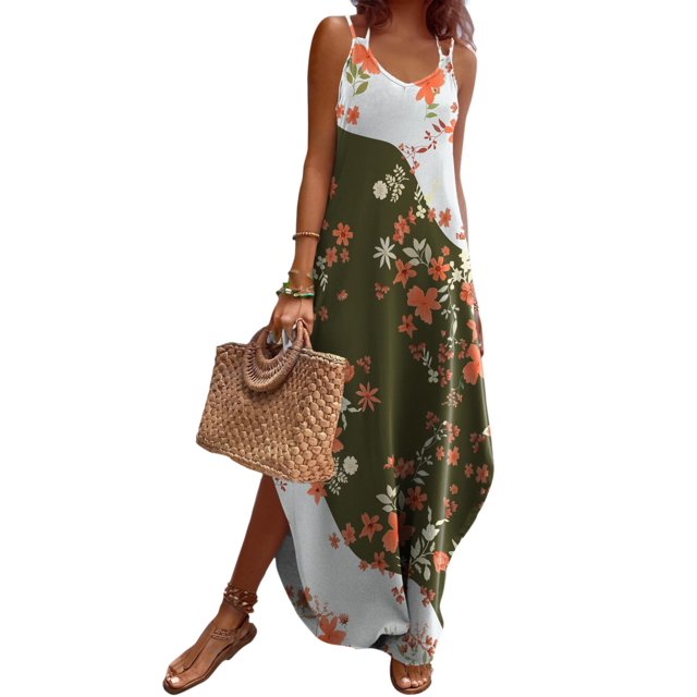 Vestido Zeagoo Hawaiian de verano sin mangas con bolsillo para mujer